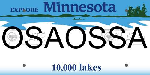 OSAOSSA Minnesota License Plate