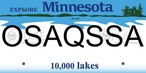 OSAQSSA Minnesota License Plate