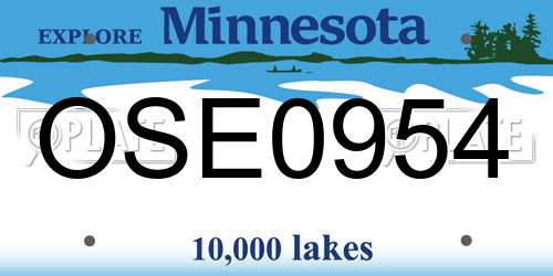 OSE0954 Minnesota License Plate
