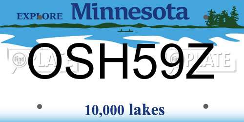 OSH59Z Minnesota License Plate