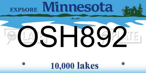 OSH892 Minnesota License Plate