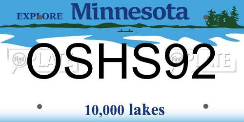 OSHS92 Minnesota License Plate