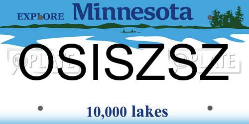 OSISZSZ Minnesota License Plate