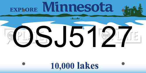 OSJ5127 Minnesota License Plate