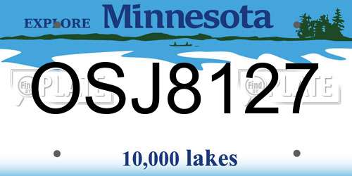 OSJ8127 Minnesota License Plate