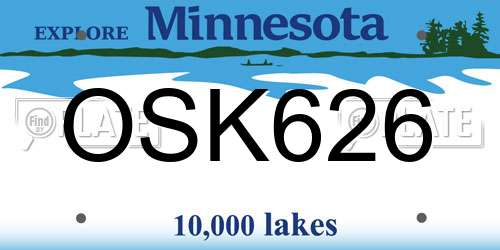 OSK626 Minnesota License Plate