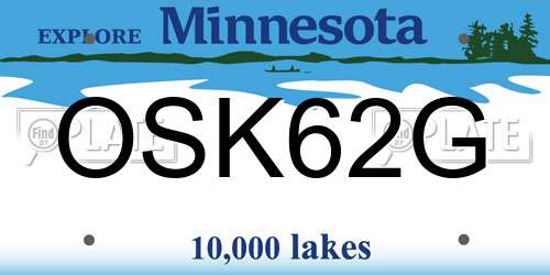 OSK62G Minnesota License Plate