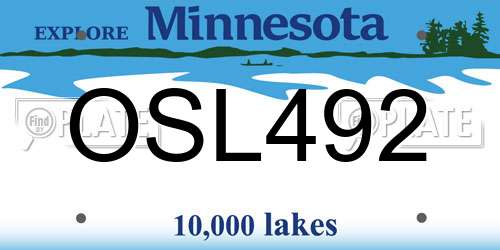 OSL492 Minnesota License Plate