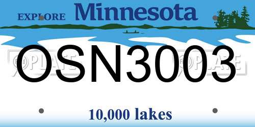 OSN3003 Minnesota License Plate