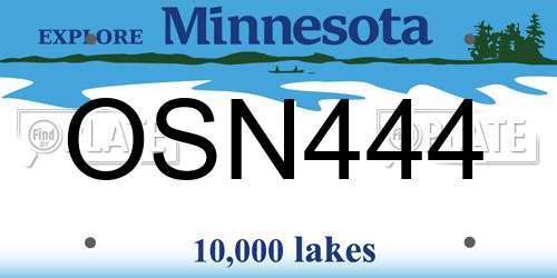 OSN444 Minnesota License Plate