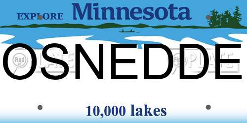 OSNEDDE Minnesota License Plate