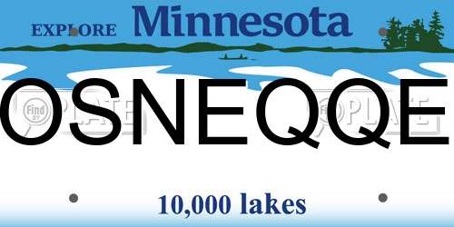 OSNEQQE Minnesota License Plate