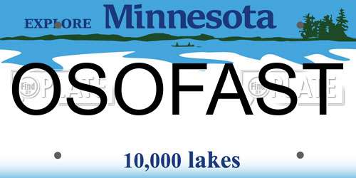 OSOFAST Minnesota License Plate