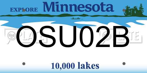 OSU02B Minnesota License Plate