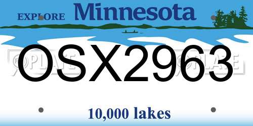OSX2963 Minnesota License Plate