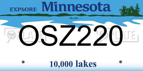 OSZ220 Minnesota License Plate