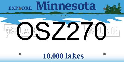 OSZ270 Minnesota License Plate