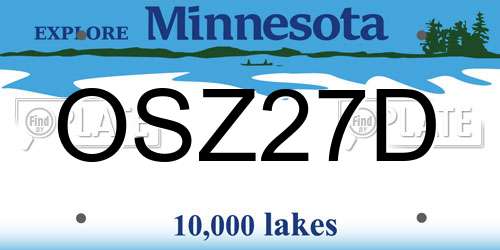 OSZ27D Minnesota License Plate