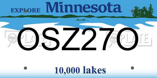 OSZ27O Minnesota License Plate