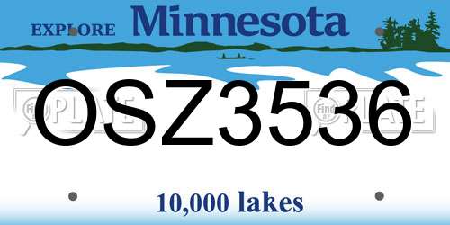 OSZ3536 Minnesota License Plate