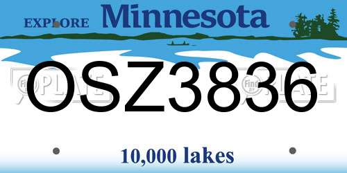 OSZ3836 Minnesota License Plate