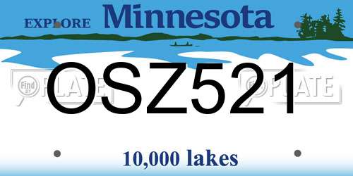 OSZ521 Minnesota License Plate