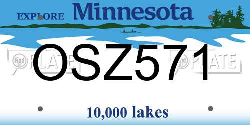 OSZ571 Minnesota License Plate