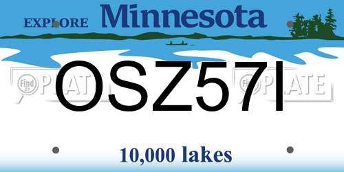 OSZ57I Minnesota License Plate