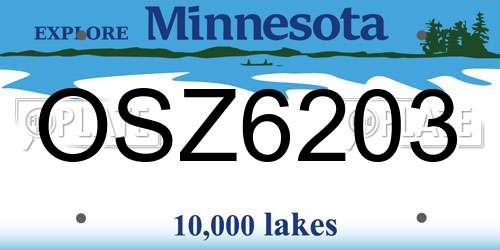 OSZ6203 Minnesota License Plate