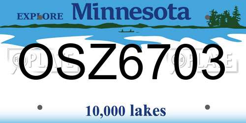 OSZ6703 Minnesota License Plate