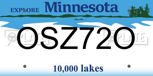 OSZ72O Minnesota License Plate
