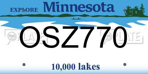 OSZ770 Minnesota License Plate