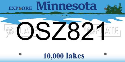 OSZ821 Minnesota License Plate