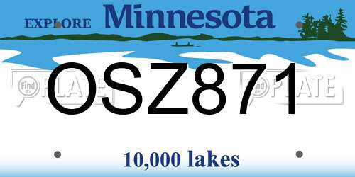 OSZ871 Minnesota License Plate