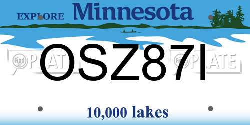 OSZ87I Minnesota License Plate