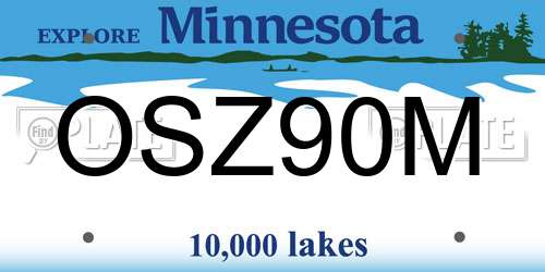 OSZ90M Minnesota License Plate