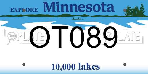 OT089 Minnesota License Plate