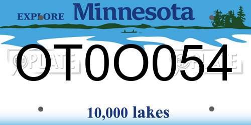 OT0O054 Minnesota License Plate