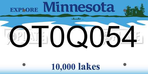 OT0Q054 Minnesota License Plate