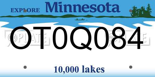 OT0Q084 Minnesota License Plate