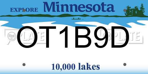 OT1B9D Minnesota License Plate