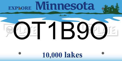 OT1B9O Minnesota License Plate