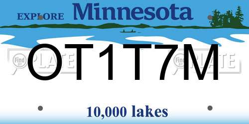 OT1T7M Minnesota License Plate