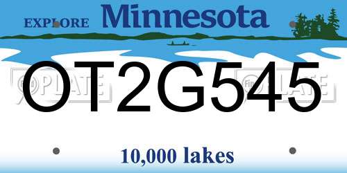 OT2G545 Minnesota License Plate