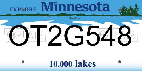 OT2G548 Minnesota License Plate