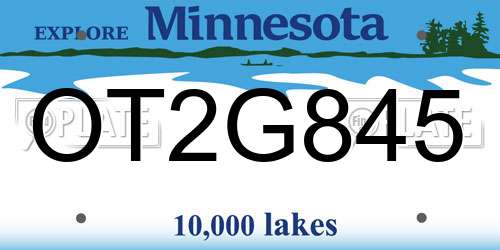 OT2G845 Minnesota License Plate