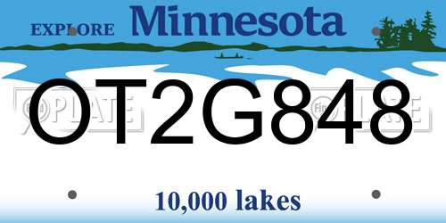 OT2G848 Minnesota License Plate