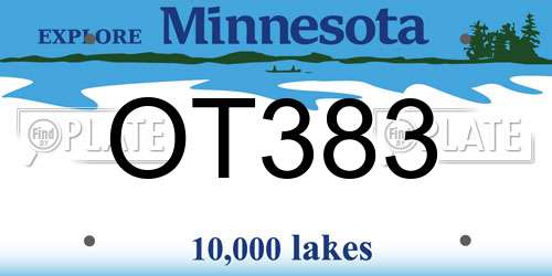 OT383 Minnesota License Plate