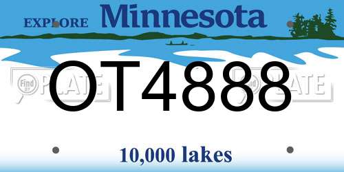 OT4888 Minnesota License Plate