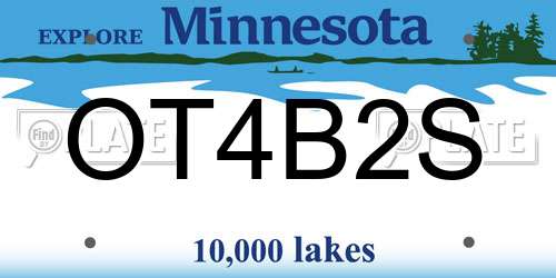 OT4B2S Minnesota License Plate
